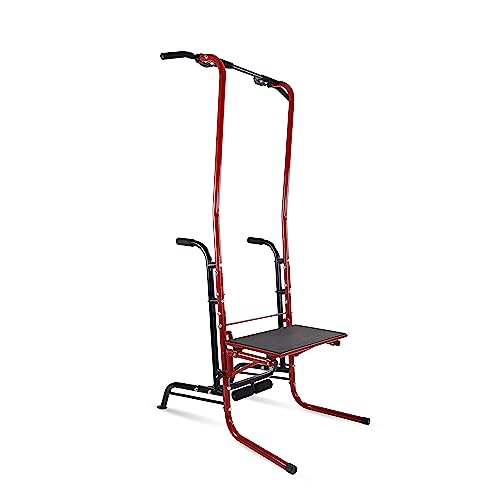 Stamina Power Tower – Dip Bar Pull Up Bar Station with Smart Workout App – Dip Bars for Home Workout – Up to 250 lbs Weight Capacity