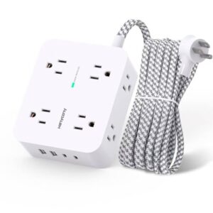 Surge Protector Power Strip – HANYCONY 8 Outlets 4 USB (2 USB C) Charging Ports, Multi Plug Outlet Extender, 5Ft Braided Extension Cord, Flat Plug Wall Mount Desk Charging Station for Home Office ETL