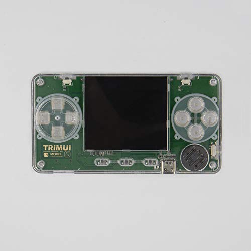 TRIMUI Handheld Game Console, Mini Game Player with 6000+ Classical Games and 2.0-Inch IPS Screen, Portable Video Game Console with Rechargeable Battery (Silver Back+Green PCB)