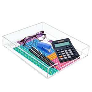 Tasybox Acrylic Letter Tray Paper Organizer, Clear Desk Organizer Tray Stackable Desk Accessories Tray for School Home Office Supplies
