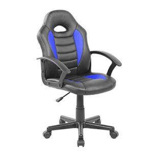 Techni Mobili Kid’s Gaming and Student Racer Chair with Wheels, Resemblance of a sport’s car interior, Polypropylene, Blue