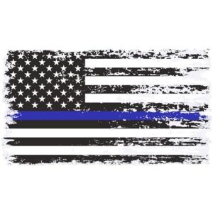 Thin Blue Line Sticker – Back The Blue Distressed American Flag Police Decal for Cars, Trucks & Vehicle Windows – Made in USA (5.9×3.2 inches)