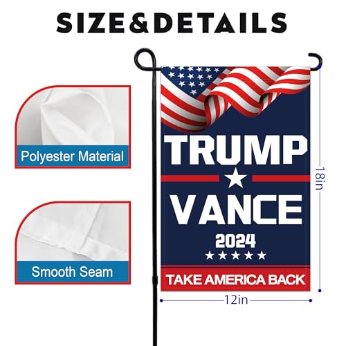 Trump Vance 2024 Garden Flag 12x18 Inch Double Sided Trump Vance Flags with Vivid Color for Yard Lawn Garden Decor, Home Decorative Flags Banner for House Sign Outside Decorations - Image 3