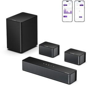 ULTIMEA 5.1 Sound Bar for Smart TV, Virtual Surround Sound System for TV, 320W Peak Power, Adjustable Surround Speakers and Subwoofer, APP Control, Home Theater Soundbar Poseidon D50(2025 New Model)
