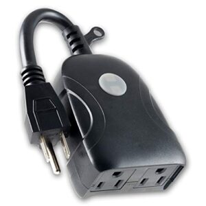 UltraPro Outdoor Smart Plug Wi-Fi Outlet, Smart Home, Smart Switch, Dual Smart Outlet, Works with Alexa, Echo & Google Home, No Hub Required, App Controlled, ETL Certified, Outdoor Timer, Black, 51405
