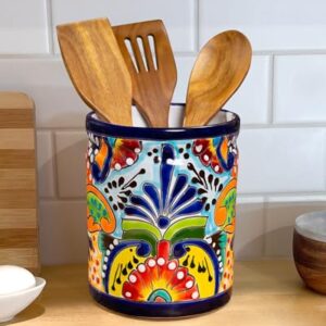 Utensil Holder For Counter Extra Large Utensil Holder, Mexican Talavera Pottery Kitchen Decor, Drawer Organizer, Spoon Holder, Ceramic Mexico Decor for Home Spatula Holder, Mexican Vase, Spoon Rest