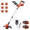 VARSK 20V String Trimmer Cordless Weed Wacker, 12 Inch 2 in 1 Trimmer and Edger, Automatic Line Feed, Includes 2 X 2.0Ah Batteries/1 X Fast Charger/6 X Spare Spools, Weed Eater for Lawn, Garden, etc