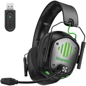 VK81 2.4GHz Wireless Gaming Headset for PS5, PS4, PC – Bluetooth Gaming Headphones with Noise Canceling Mic, Low Latency, Stereo Sound, 50+Hr Battery, RGB Headset for Nintendo Switch, Black