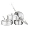 Viking 5-Ply Pots and Pans Set, 7 Piece Stainless Steel Kitchen Cookware, Silver