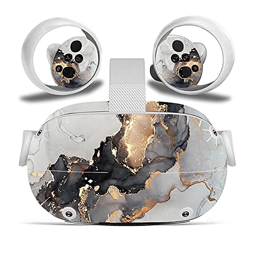 Vinyl Decal Skin for Oculu Quest 2 VR Headset and Controllers, Sticker Decorate Virtual Reality Devices Protective Accessories – Ceramic Texture Marble
