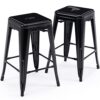 Vogue Furniture Direct 24″ Bar Stools Black Backless Metal Barstools Indoor-Outdoor Counter Height Stools with Square Seat, Set of 2 – VF1571001
