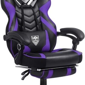 Vonesse Gaming Chair for Adults,Computer Chair with High Back,Big and Tall Gaming Chairs with Footrest and Massage,Reclining Gamer Chair(Purple/Black)