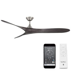 WAC Lighting Malibu Indoor and Outdoor 3-Blade Smart Home Ceiling Fan 70in Brushed Nickel Ebony with Remote Control works with Alexa and iOS or Android App