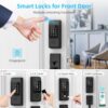 Smart Door Lock with Handle, Miuedo Keyless Entry Lock Deadbolt Handle Set, Inclued WiFi Gateway Smart Deadbolt for Front, Fingerprint, Keypad Code, App Control, Voice Control(Black)