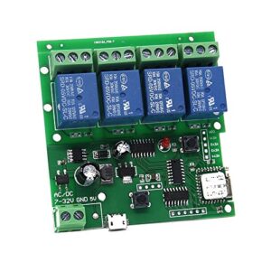 WiFi Smart Switch Relay Module for Home Automation,Add WiFi to Access Control Garage Door,eWelink app Remote Dry Contact,Works with Alexa,Google Assistant (5-32V 4CH)