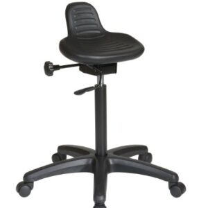 Work Smart Office Star KH Series Urethane Saddle Seat Stool with Height Adjustment and Tilt Seat, Black