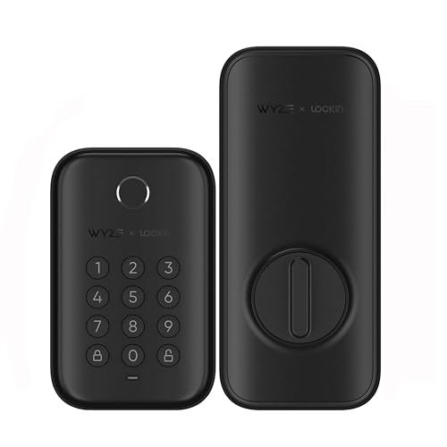 Wyze Auto-Lock Bolt, Fingerprint Unlock with Keypad, Electronic Digital Entry Door Smart Deadbolt Lock, IPX5 Weatherproof, Easy Installation, Matte Black