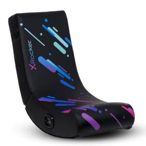 X Rocker Pixel Video Gaming Floor Rocker Chair, Gifts for Gamers, Foldable, Available with or Without Audio Bluetooth Speakers, Black