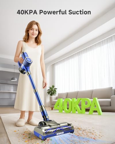 YONNDER Cordless Vacuum Cleaner 40KPA, 6-in-1 Lightweight & Detachable Battery, Powerful Suction for Home, 6-Stage Filtration, Tangle-Free V-Shaped Brush, for Hard Floor/Carpet/Pet Hair - Image 3