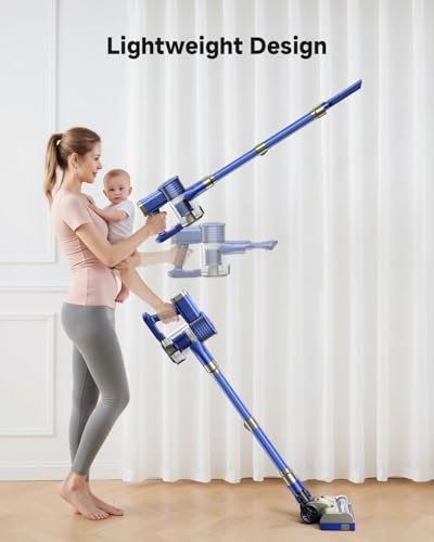 YONNDER Cordless Vacuum Cleaner 40KPA, 6-in-1 Lightweight & Detachable Battery, Powerful Suction for Home, 6-Stage Filtration, Tangle-Free V-Shaped Brush, for Hard Floor/Carpet/Pet Hair - Image 4