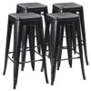 Yaheetech 30 Inches Metal Bar Stools, Set of 4 Bar Height Backless Bartools, Indoor/Outdoor Stackable Kitchen Dining Chair, High Patio Furniture, Black