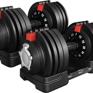 Yaheetech Adjustable Dumbbell Set 28/40/52.5/90LBS Adjustable Dumbbells Fast Adjust Dumbbell Weight Set with Anti-Slip Handle and Tray for Men/Women Home Gym Strength Training Equipment Single/Pair