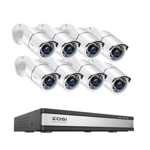 ZOSI 1080p 16 Channel Security Camera System, AI Human Vehicle Detect, H.265+ 16CH Hybrid DVR, 8 x 1080p CCTV Bullet Camera Outdoor Indoor, 120ft Night Vision , 105°Wide Angle, Remote Access (NO HDD)