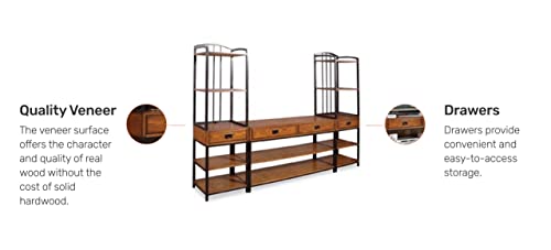 homestyles Modern Craftsman 3-Piece Entertainment Center by Home Styles, Distressed Oak/Metal - Image 5