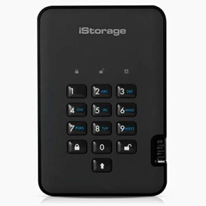 iStorage diskAshur2 SSD 16TB Black | Secure Portable Solid State Drive | Password Protected | Dust & Water Resistant | Hardware Encryption