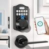 keyless Entry Door Lock deadbolt with Handle Set- Front Door Fingerprint Smart Locks with 2 Lever Handles-Keypad Code Deadbolt -App Control,Auto Lock,Easy to Install