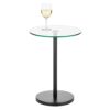 mDesign Glass Top Side/End Drink Table – Tall Modern Round Accent Metal Nightstand Furniture for Living Room, Dorm, Home Office, and Bedroom – 16″ Round – Clear/Matte Black