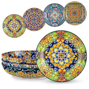 vancasso Pasta Bowls, 42 oz Ceramic Salad Bowls of 4,Large Corlorful Serving Bowls for Kitchen, Dishwasher & Microwave Safe Soup Bowls, Pasta Plates
