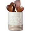 vancasso Sabine Utensil Holder, 7.2″ Large Utensil Crock for Kitchen Counter, Ceramic Utensil Crock Storage, Matte Cream-Colored Farmhouse Utensil Organizer, Utensil Storage for Home Décor, Gifts