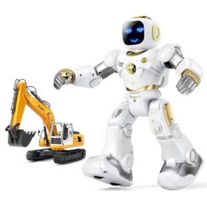 Ruko 1561 RC Excavator Toys for Boys and 1088 Smart Gold Robot