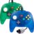 2 Pack Classic N64 Controller, Wired N64 Retro 64-bit Mini Gamepad Remote with Upgraded Japan Joystick for Ultra N64 Console Video Game System ( Blue/Green )