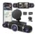 360° Dash Cam Front and Rear View 4 Channel Dash Camera FHD 2K+1080Px3 for Car, Inside/Back 170°+2×150°+170° Wide Angle, 8 IR Lamps Night Vision,WiFi,GPS, APP,G-Sensor with 64GB Card,24/7 Parking Mode