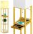 SUNMORY Floor Lamp with Shelves,Modern Dimmable Solid Wood Standing Lamp Both with 1 Drawer and 2 USB Ports & 2 Power Outlet,Corner Tall Bookshelf Lamp for Living Room and Bedroom(Yellow)