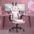 Dowinx Gaming Chair with Removable Cute Bunny Ears, Desk Game Chair Adiustable Height Cloth for Girl, Ergonomic Computer Chair for Adult, Teen, Executive Design for Home and Office, Pink