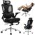 Ergonomic Mesh Office Chair with Footrest, Big and Tall Home Office Desk Chairs with 4D Armrests, Adjustable 3-Zone Dynamic Lumbar Support, High Back Swivel Computer Gaming Chairs with Headrest, Black