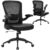Ergonomic Office Chair PU Leather Mesh Desk Chair with Lumbar Support, Flip-Up Arms, Swivel Wheels, Adjustable Height, Rolling Executive Computer Task Chair for Home Office,Black