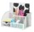 Exerz Desk Organizer White Office Desk Accessories Supplies Office Storage Desktop Pencil Pen Holder with Drawer Home Workspace
