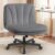 FelixKing Criss Cross Chair with Wheels, Cross Legged Office Chair, Armless Wide Vanity Desk Chair with Comfty Velvet & Back – Swivel Height Ajustable for Home Office Bedroom, Gray Velvet