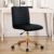 Furnimart Black Swivel Armless Desk Chair with Wheels, Small Velvet Upholstered Home Office Chair Mid-Back Adjustable Chair for Bedroom Dorm Living Room (Velvet-Black)
