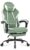 Misolant Gaming Chair, Fabric Gamer Chair with footrest for Adults, High Back Ergonomic Computer Game Chair with Adjustable Headrest and Massage Lumbar Support, 90-155° Recline Free, Green