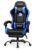 N-GEN GAMING Video Gaming Chair with Footrest Lumbar Support for Home Office High Back Recliner Height Adjustable Ergonomic Comfy Leather Computer Desk Chair (Blue)