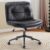 OLIXIS Criss Cross Chair with Wheels, Legged Home Office PU Leather Wide Armless Desk Seat, Rolling Adjustable Swivel Ergonomic Comfy Vanity Seating
