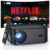 Official Licensed Netflix Smart Projector, HAPPRUN Projector 4K with Wifi and Bluetooth, DoIby Audio, Built-in Apps, Native 1080P 1000ANSI, Electric Focus, Portable Projector for Home Cinema, Bedroom