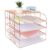 Spacrea Letter Tray, 4 Tier Rose Gold Desk Organizers and Accessories for Women, Stackable Paper File Organizer with 1 Upper Display Shelf (Rose Gold)