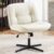 Sweetcrispy Criss Cross Legged Chair, Armless Office Wide Swivel Height Adjustable Desk Chair No Wheels, Computer Reading Comfy PU Leather Task Seating for Home Bedroom – Beige