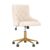 Velvet Armless Home Office Desk Chair, Swivel Height-Adjustable Small Cute Vanity Chair for Women/Girls, Comfy Makeup Chair with Rivet and Gold Base for Living Room, Bedroom(Beige)